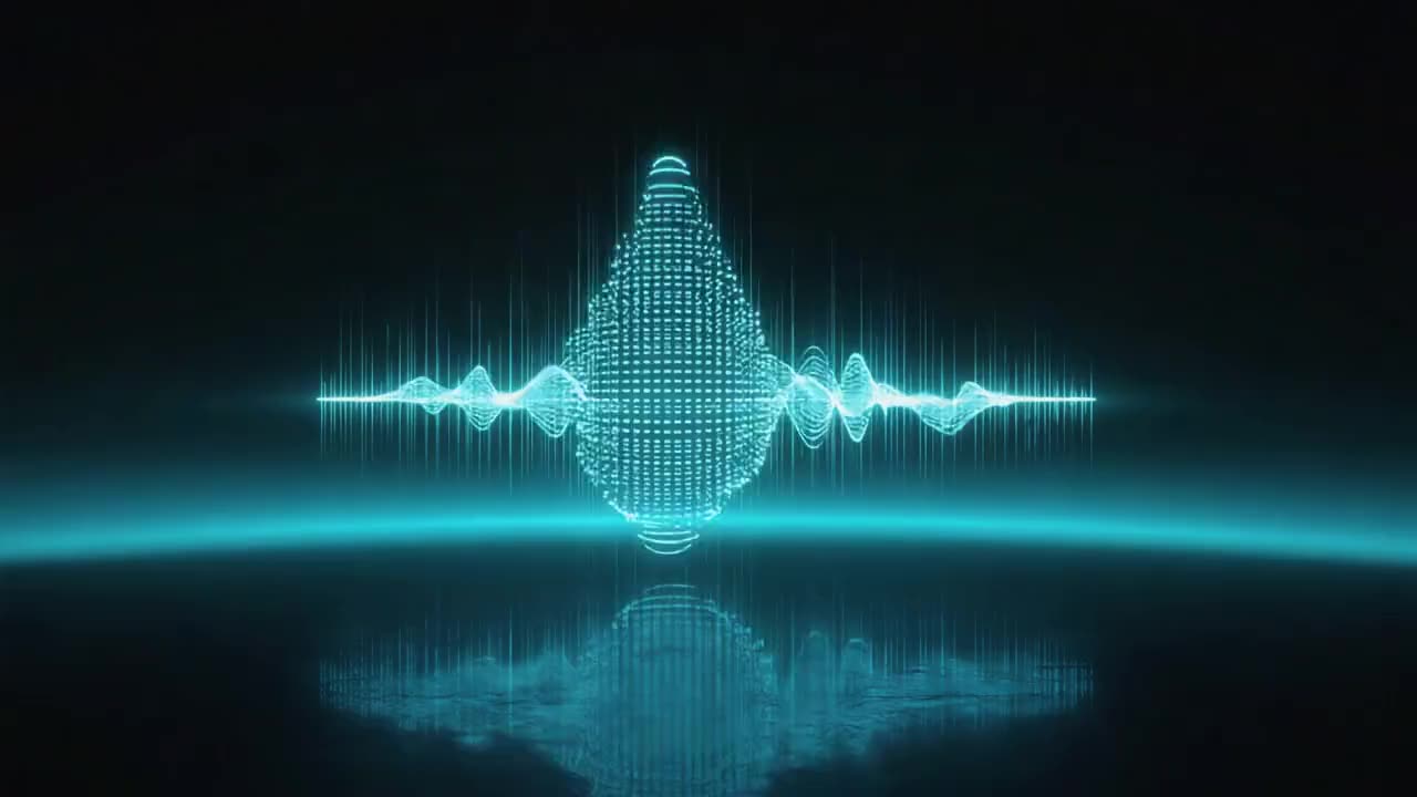 A waveform of light with rings of sound radiating outward