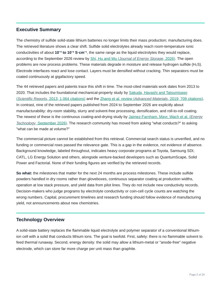 Sample report page 2: Executive summary