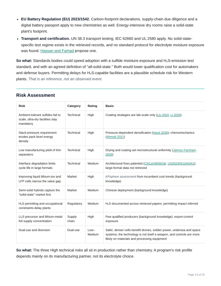Sample report page 13: Rated risk table